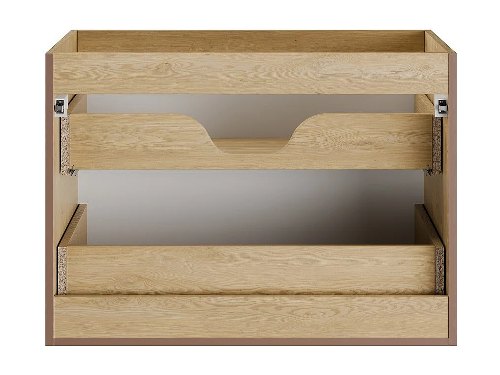 Mobile sottolavabo NATURA – 2 cassetti – Rovere chiaro – L80 × P45 × H57 cm – Da appendere