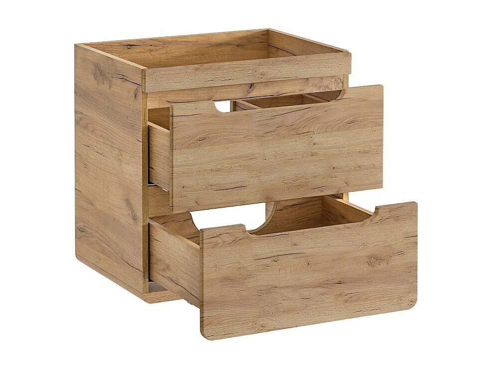 Meuble sous vasque ERBANO – 2 tiroirs – 60 cm – Coloris chêne clair – Design suspendu contemporain