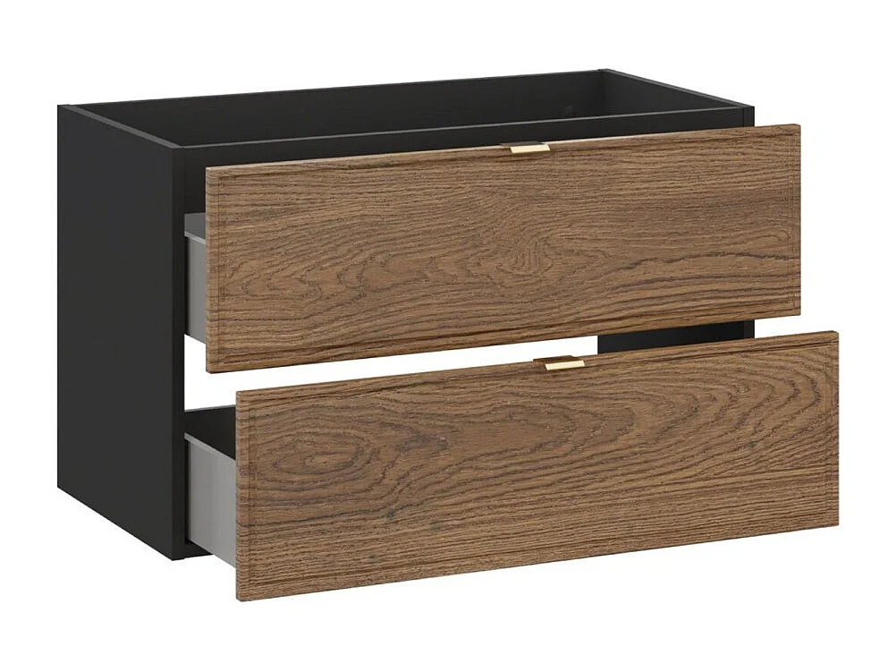 Mueble bajo lavabo SAVIA 80 cm marrón y negro – 2 cajones – suspendido