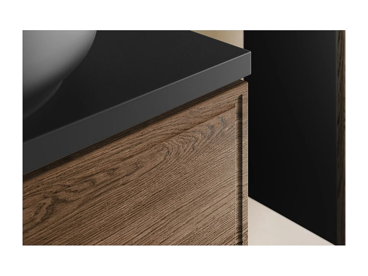 Mueble bajo lavabo SAVIA 80 cm marrón y negro – 2 cajones – suspendido