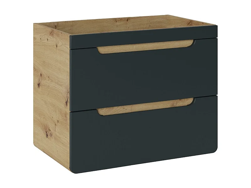 Mobile sottolavabo ERBANO – 70 cm – 2 cassetti – Rovere chiaro e grigio antracite – Design sospeso