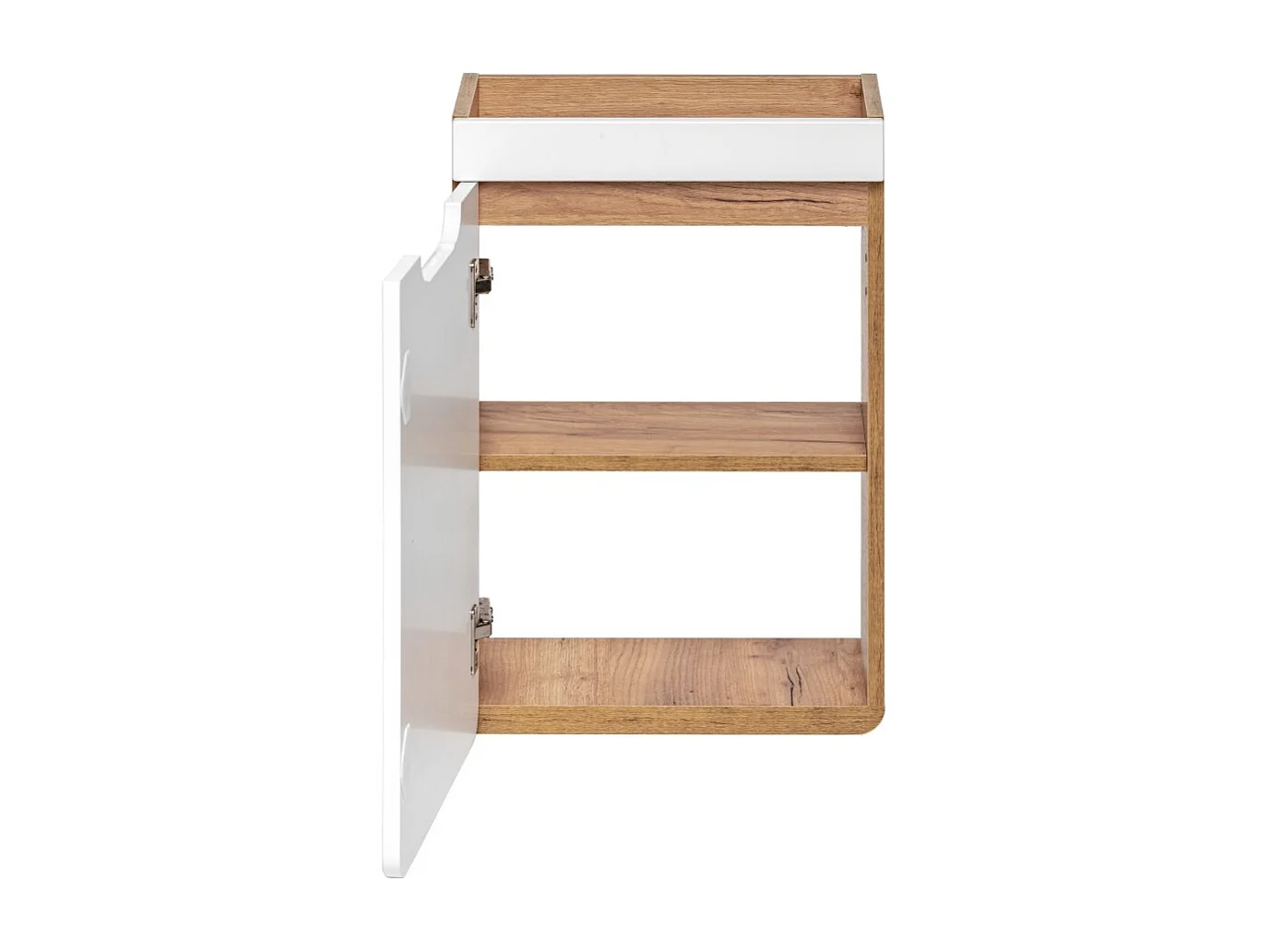 Meubel badkamer ERBANO – Licht eiken en glanzend wit – 40x60 cm – 1 deur – Om op te hangen