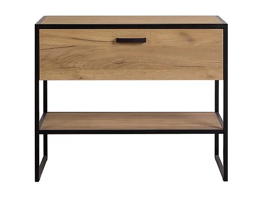 Mobile sottolavabo ONIL – 2 porte – Rovere chiaro e nero – Stile industriale – L90 cm