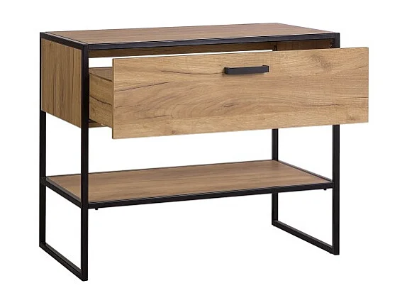 Mobile sottolavabo ONIL – 2 porte – Rovere chiaro e nero – Stile industriale – L90 cm