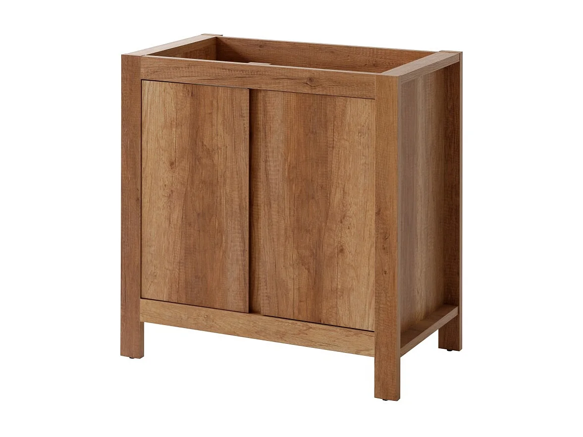 Meuble sous vasque KALUNA 80 cm – Coloris bois de noyer – Style rustique à poser