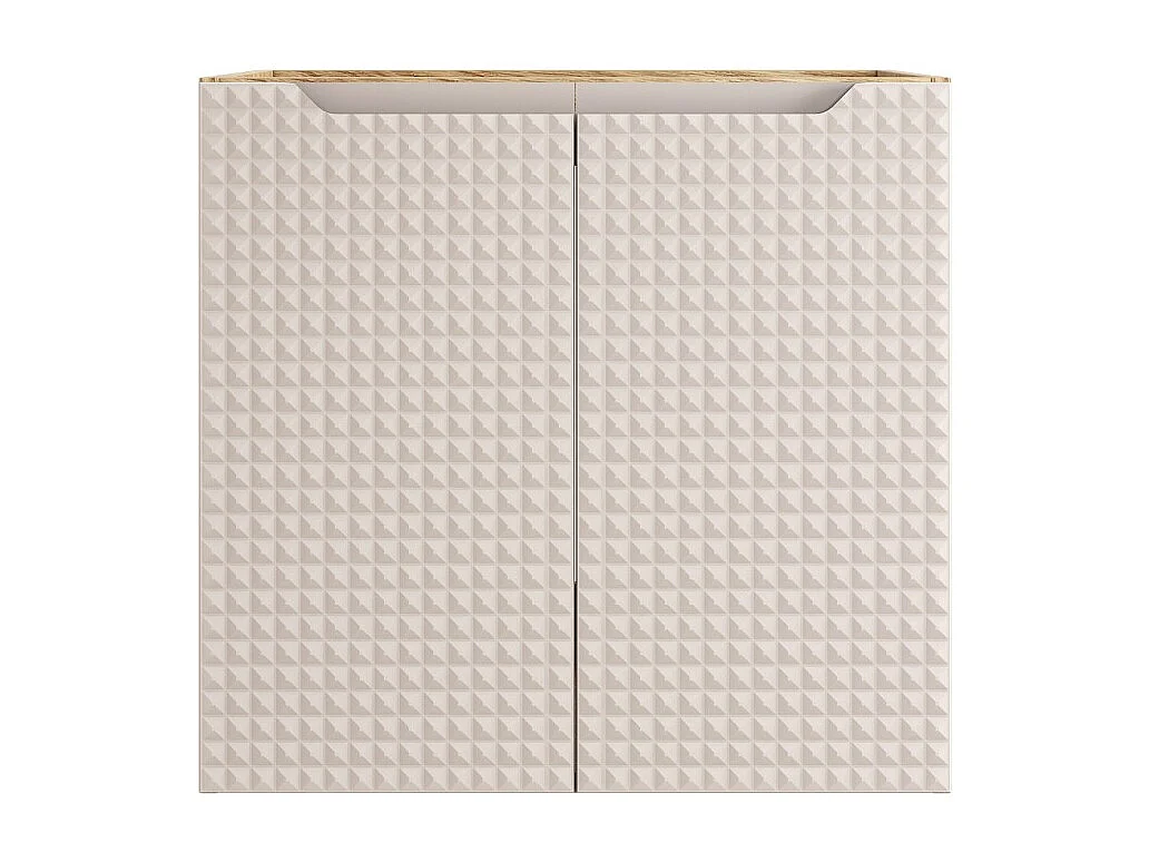 Mueble bajo lavabo VELNIA – 2 cajones – 60 cm – Color roble claro y beige – Para colgar