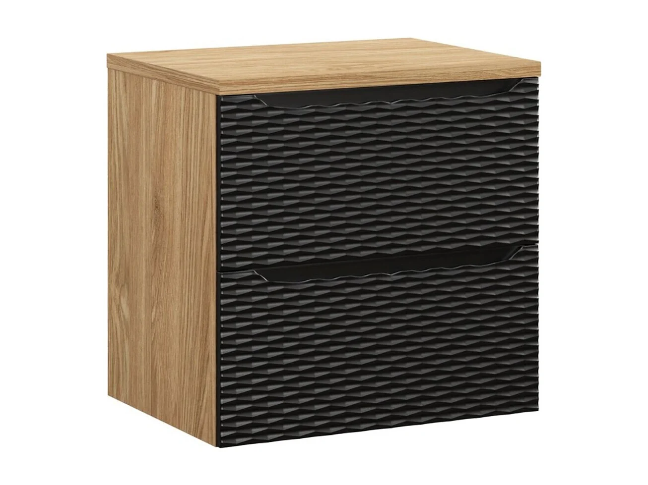 Ensemble de salle de bain YOKA noir : meuble sous vasque à tiroirs 60 cm + plan vasque