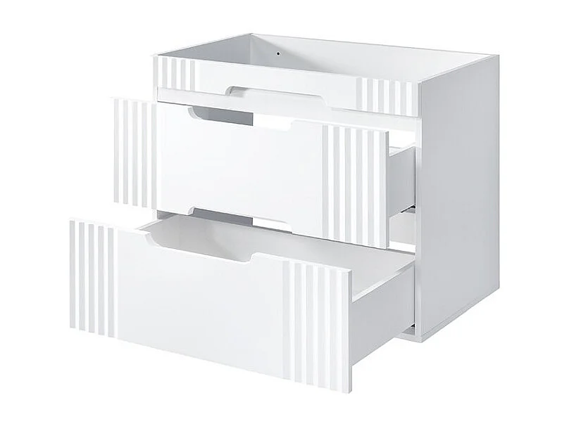 Meubel onder wastafel FIDJI 80 cm – Alpenwit glanzend – 2 laden – Wand- of vloermontage