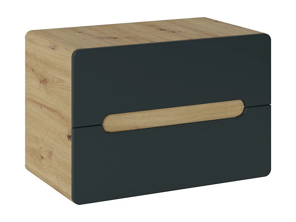 Mobile sottolavabo ERBANO – 2 cassetti – 80 cm – Rovere chiaro e grigio antracite – Design sospeso