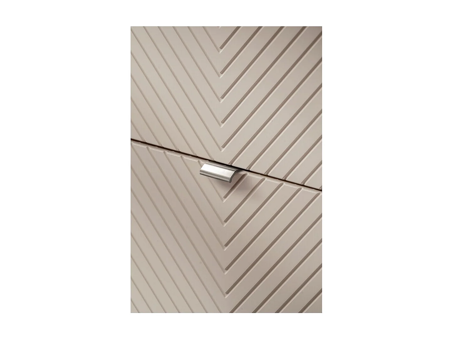 Meuble sous vasque AOKI – 2 tiroirs – Finition beige cachemire à motifs chevron et poignées dorées – L60 × P39 × H57 cm – À susp