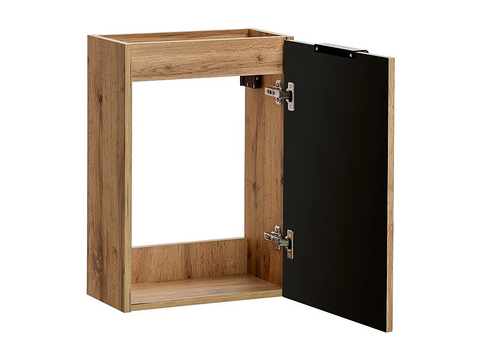 Meuble sous vasque NOXERA – 40 cm – 1 porte – Coloris chêne wotan – Meuble suspendu compact