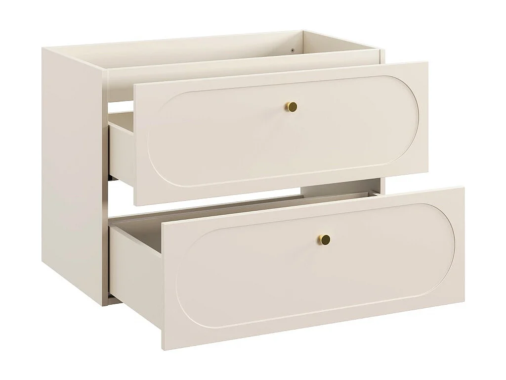 Mueble bajo lavabo TORNADO 80 cm – 2 cajones – Acabado en arena – Estilo contemporáneo