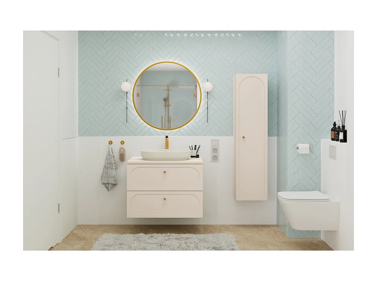Mueble bajo lavabo TORNADO 80 cm – 2 cajones – Acabado en arena – Estilo contemporáneo