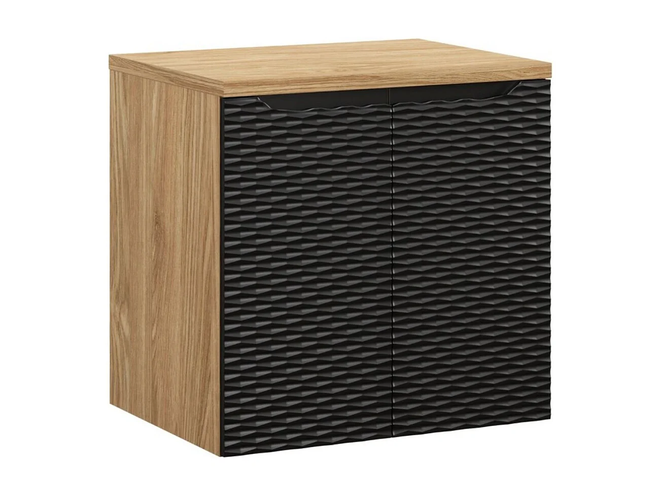 Ensemble de salle de bain YOKA noir : meuble sous vasque à placards 60 cm + plan vasque