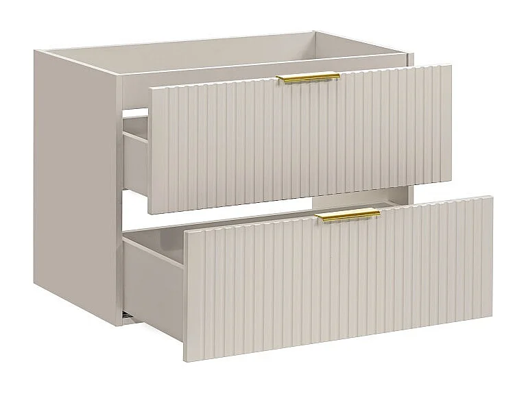 Mueble bajo lavabo NOXERA – 80 cm – 2 cajones – Beige mate – Acabados de alta gama suspendidos