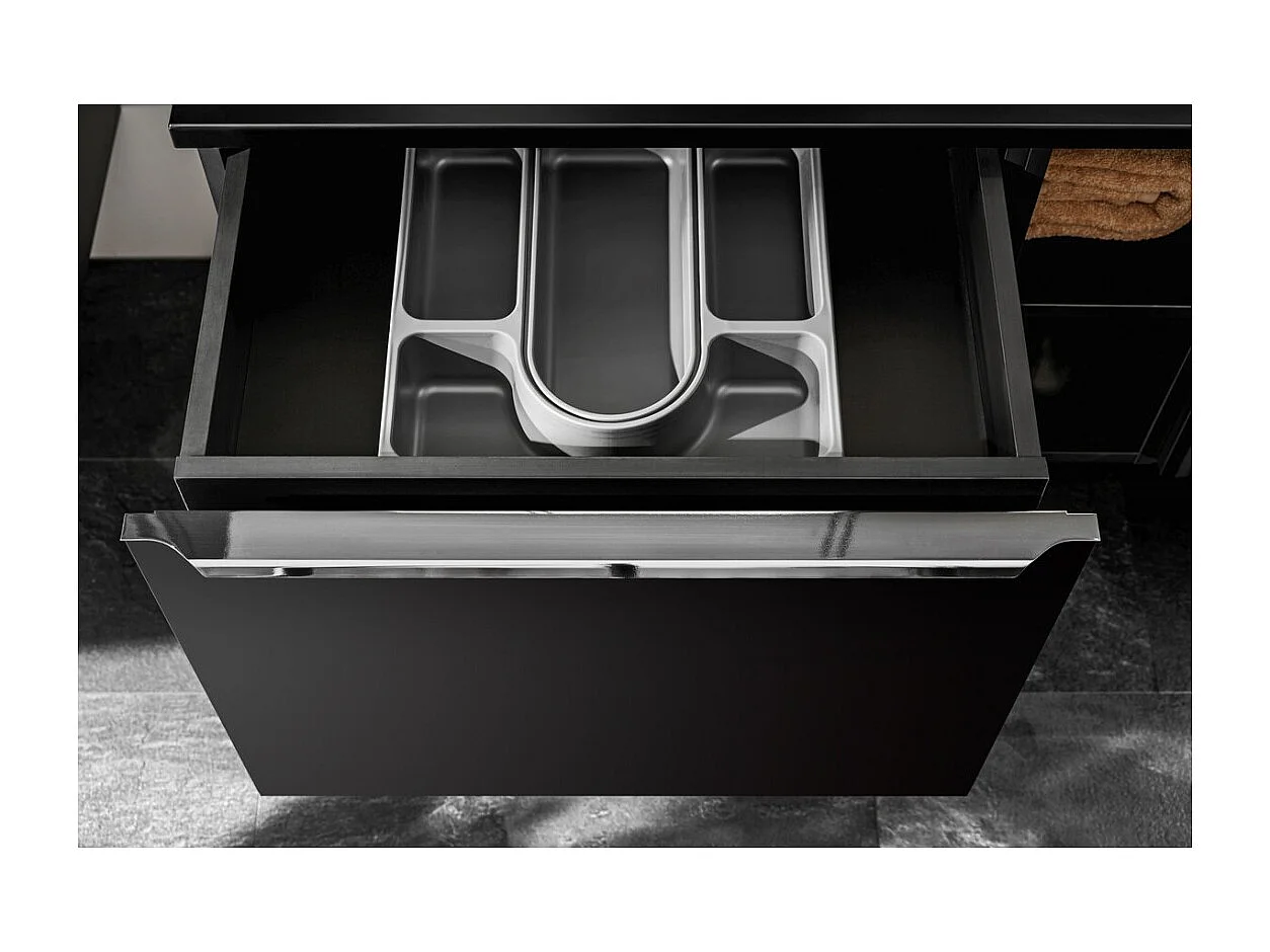 Meubel onder wastafel VANTA 80 cm zwart - Hangend meubel met 2 laden