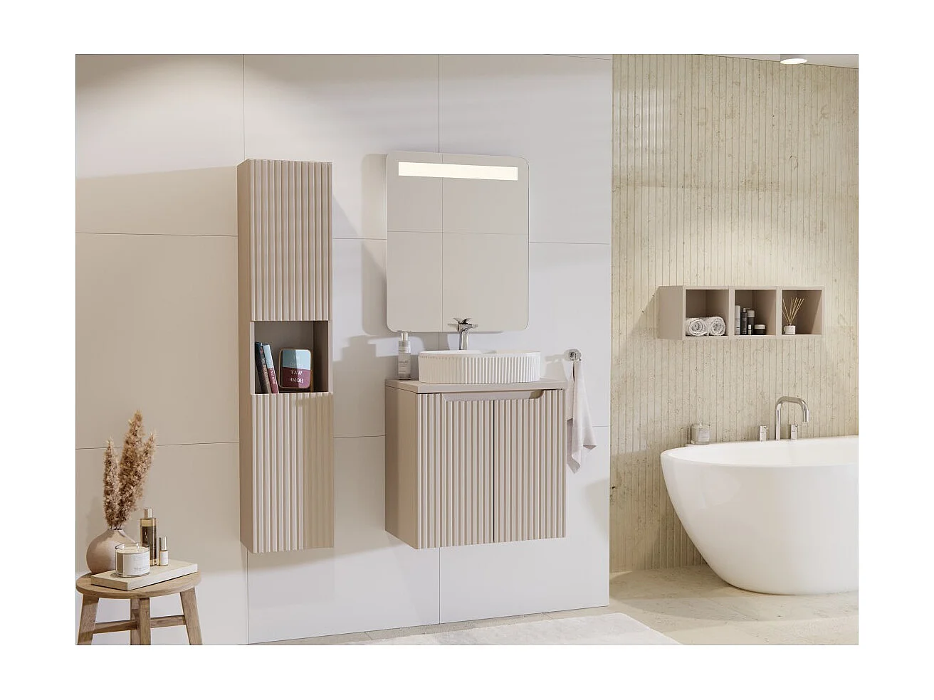 Meuble sous vasque VANO 60 cm – 2 portes – Marron congo mat – L60 × P39 × H57 cm – À suspendre