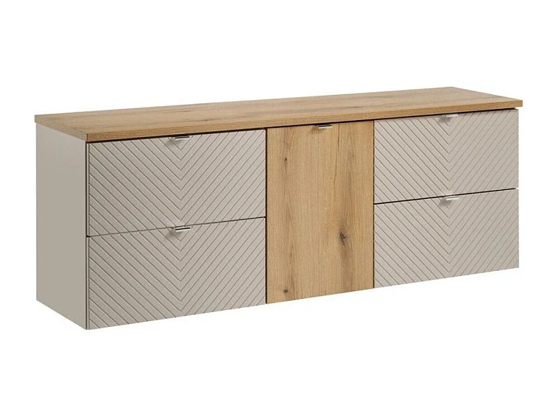 Conjunto AOKI: muebles bajo lavabo con cajones + cesto para la ropa + encimera de lavabo de roble