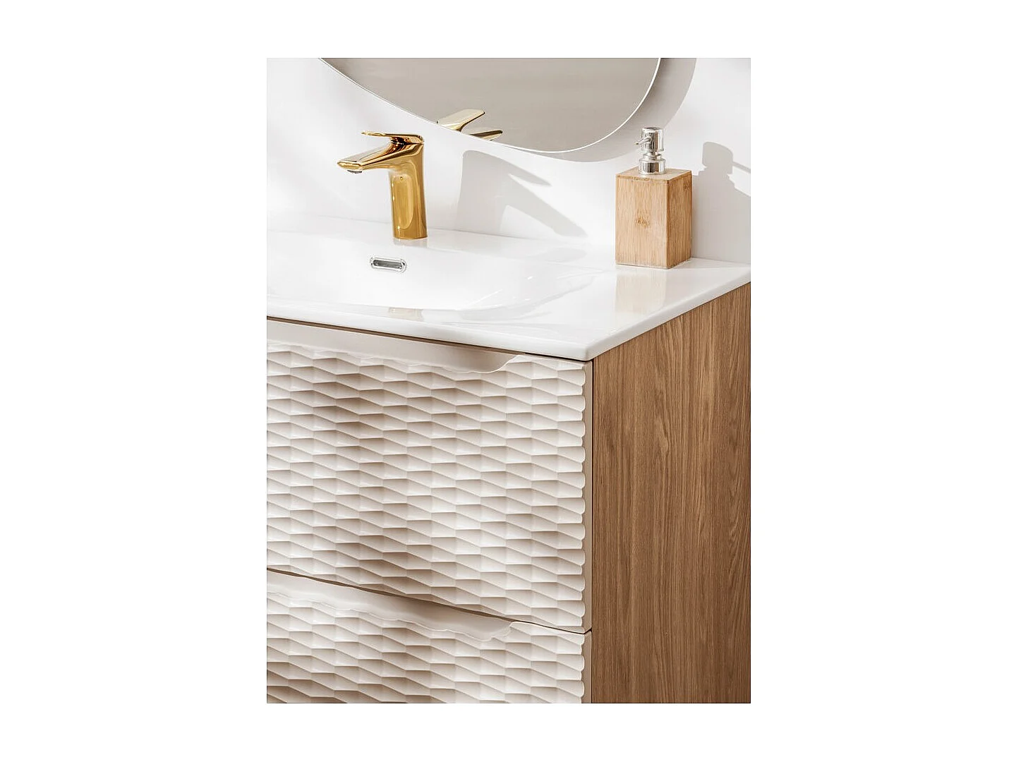 Mobile sottolavabo YOKA – Beige e rovere chiaro 60 cm