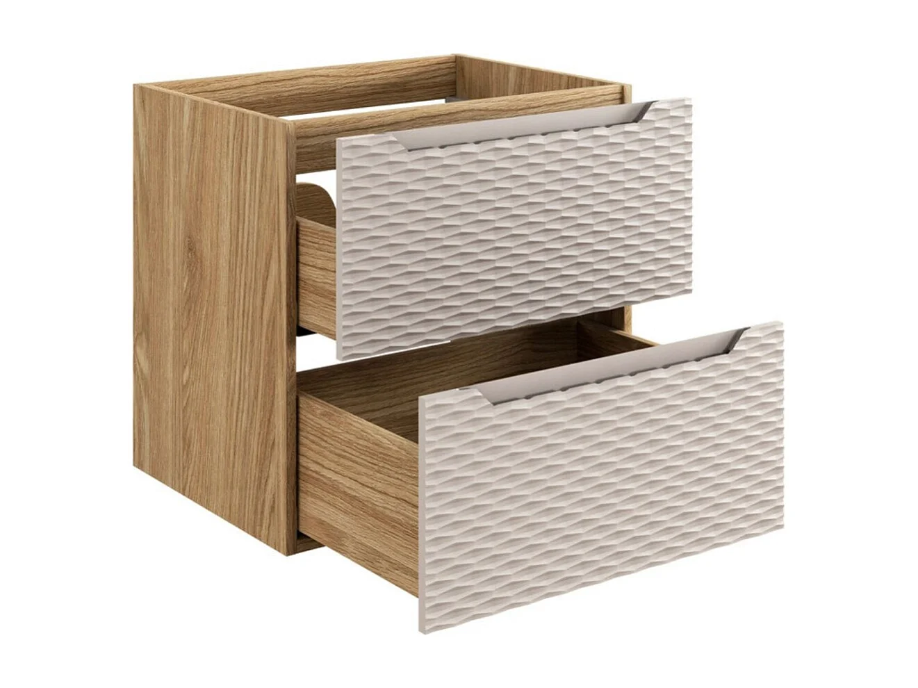 Mobile sottolavabo YOKA – Beige e rovere chiaro 60 cm