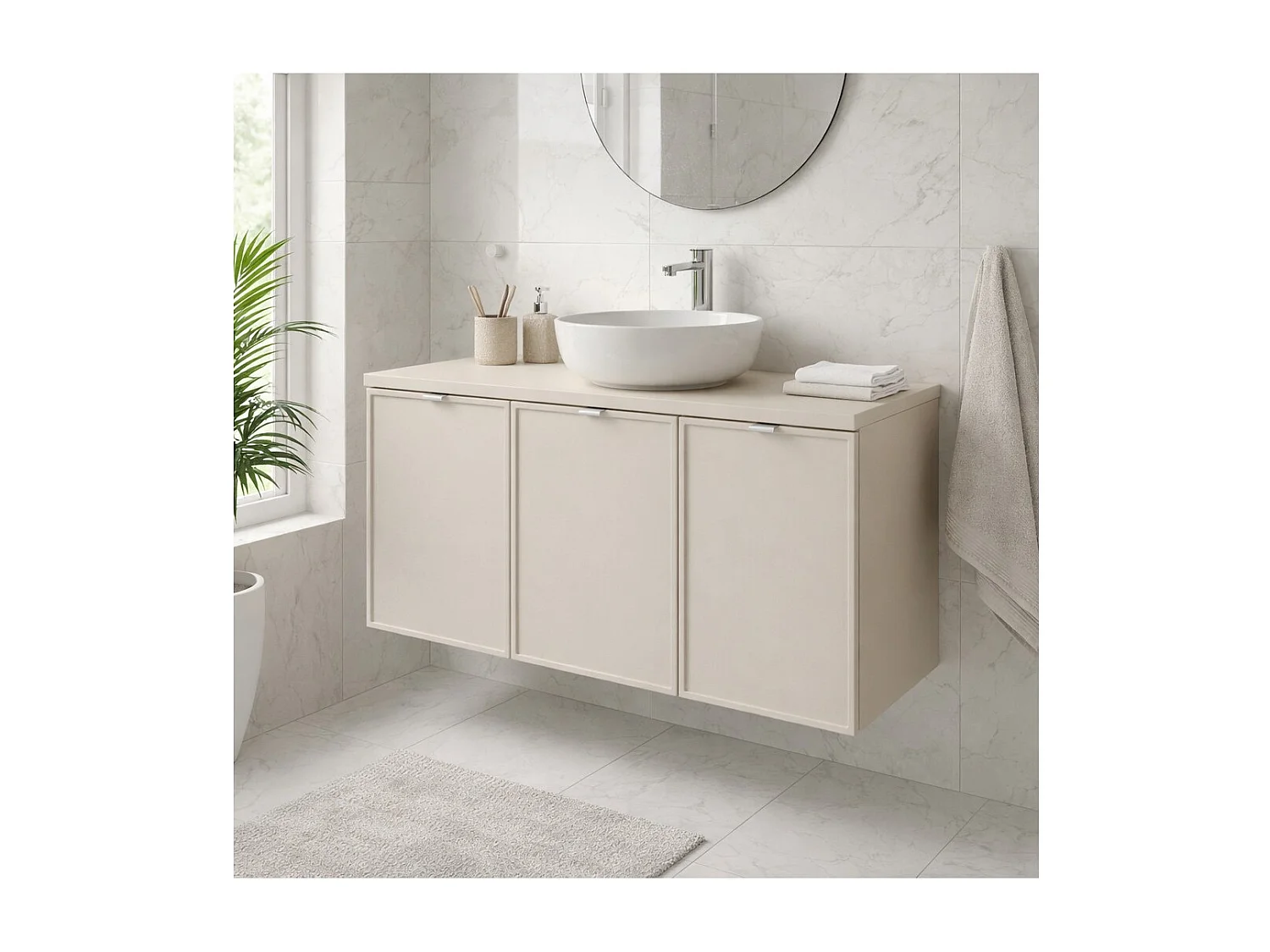 Ensemble de salle de bain BRAZZA : meuble sous vasque à tiroirs 120cm + plan pour vasque