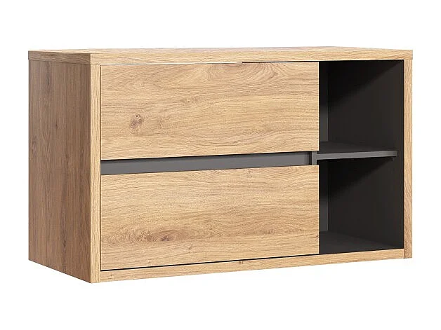 Meuble sous vasque MATT 100 cm – Chêne clair et gris anthracite – Design suspendu moderne