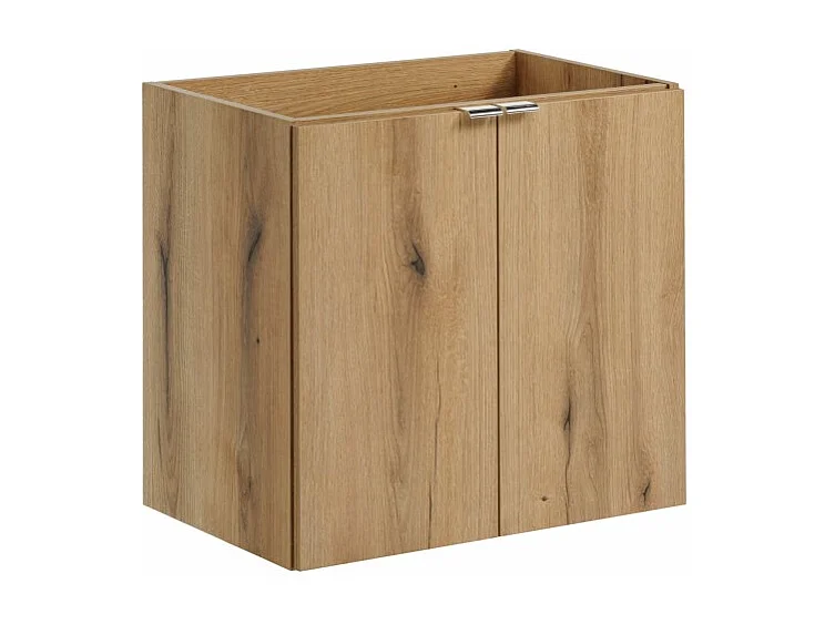 Meuble sous vasque VANO – 2 portes – Coloris chêne – L60 × P57 × H39 cm – À suspendre