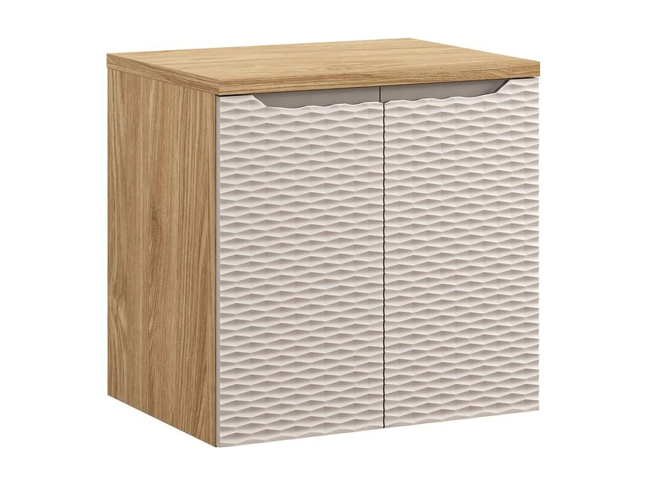 Ensemble de salle de bain YOKA beige : meuble sous vasque 60 cm + plan vasque
