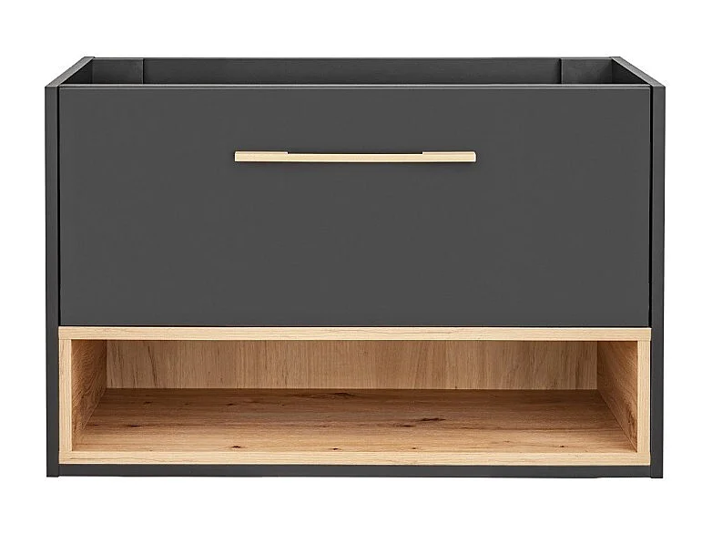 Mobile sottolavabo TALOKA – 1 porta – Grigio antracite e rovere chiaro – 80 cm – Da appendere