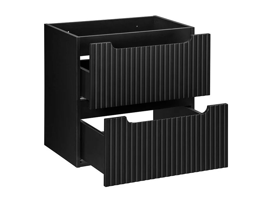 Meuble sous vasque de salle de bain VANO – 2 tiroirs – Noir mat – L60 × P39 × H57 cm – À suspendre