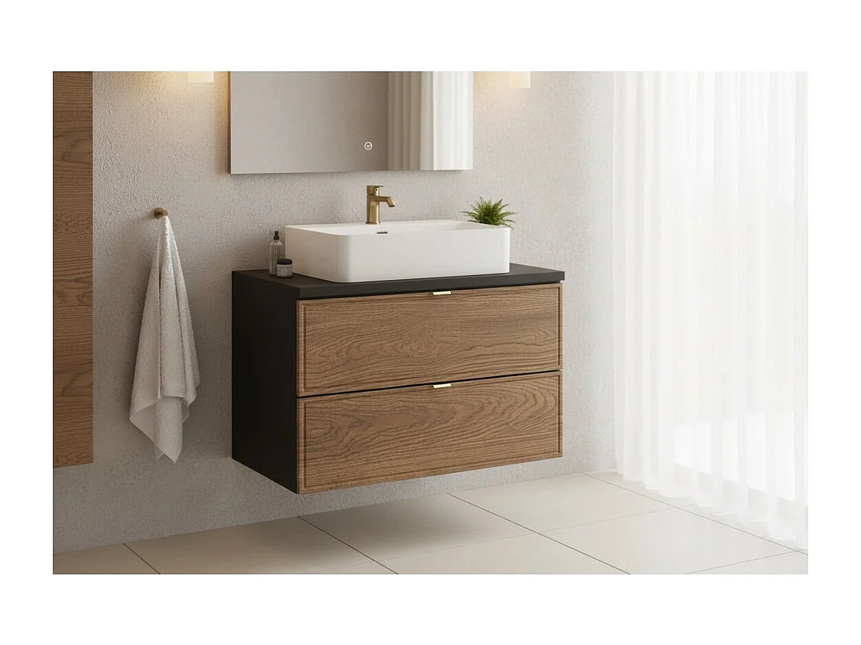 Ensemble de salle de bain SAVIA : meuble sous vasque 80cm + plan vasque