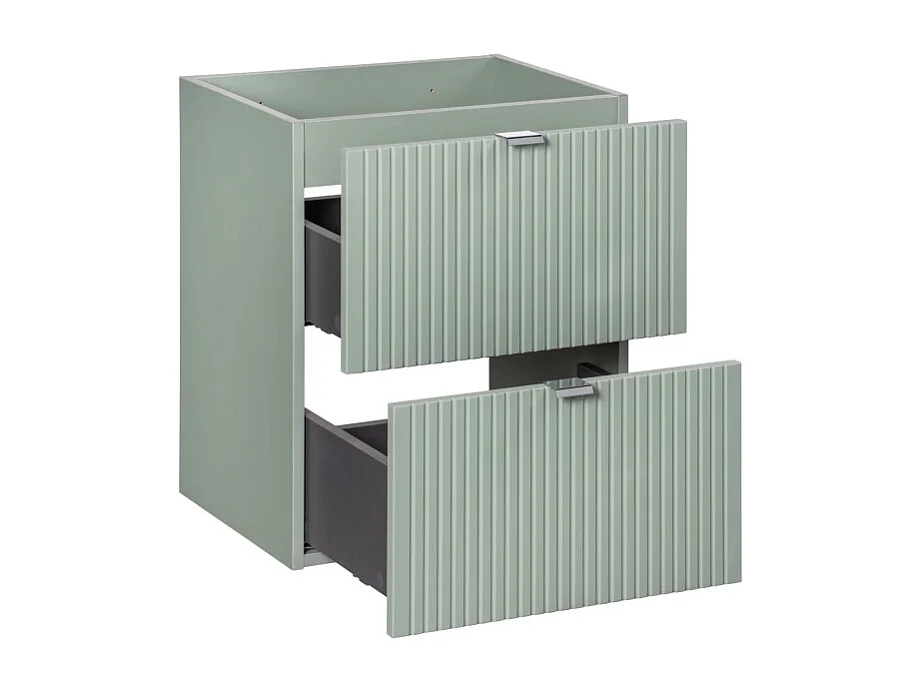 Meuble sous vasque ELVINA – 50 cm – 2 tiroirs – Coloris vert sauge pastel – À suspendre