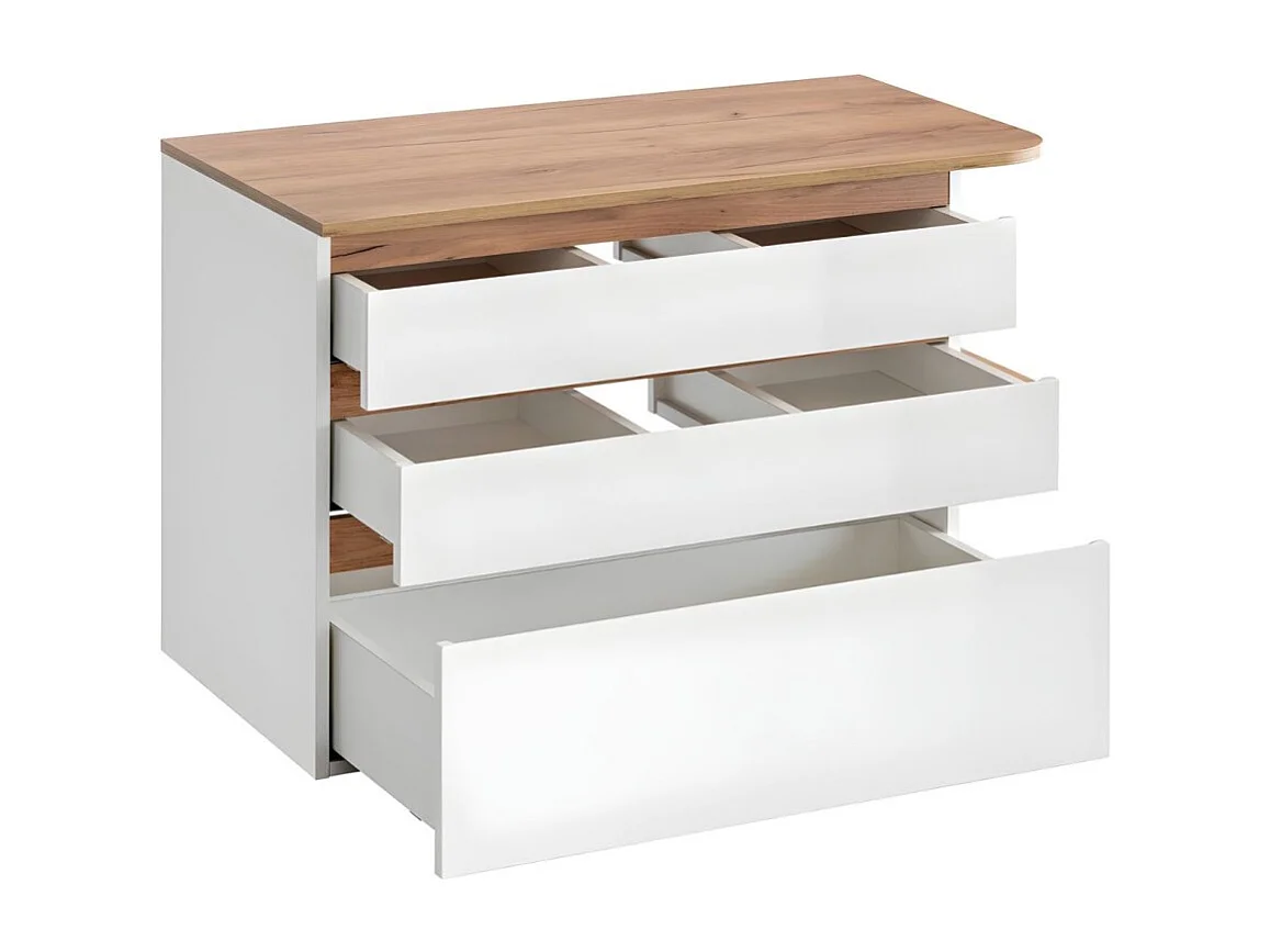 Meubel onder wastafel ASKA 94 cm hoogglans wit - Hangend model met laden