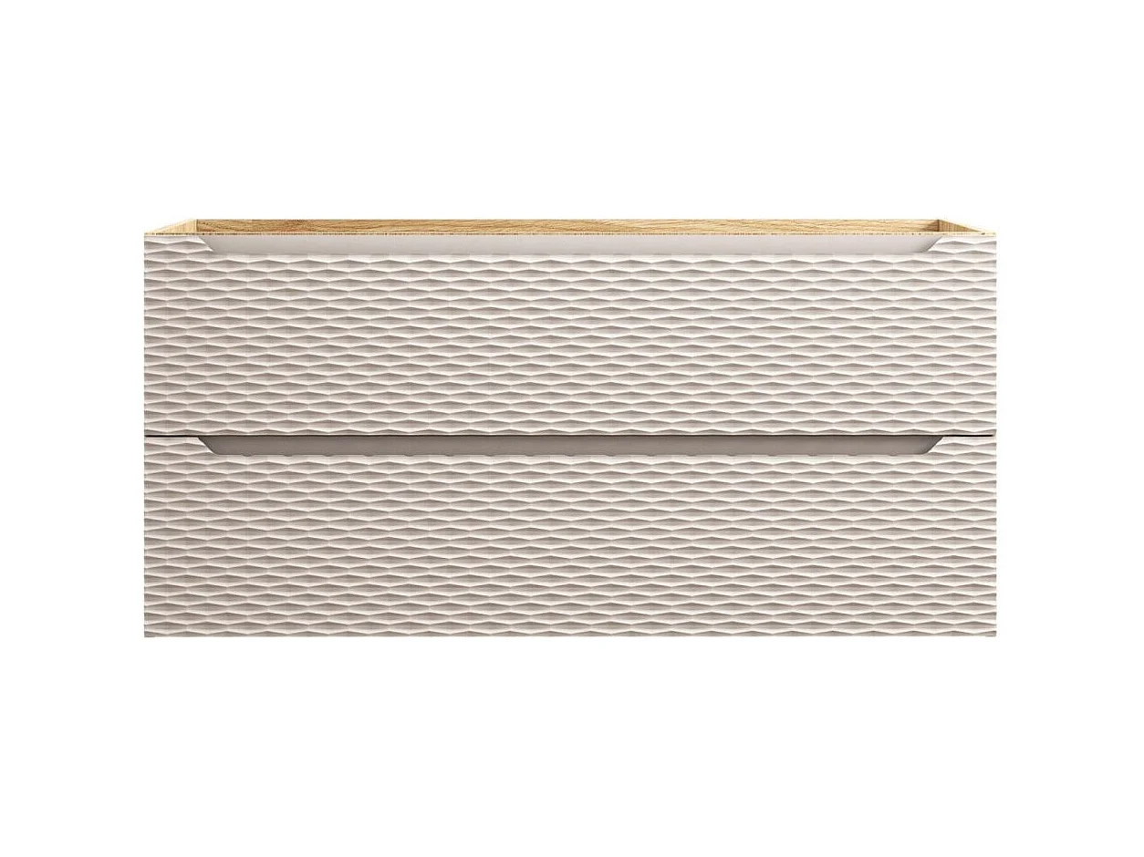 Mobile sottolavabo YOKA - Beige e rovere chiaro 120 cm