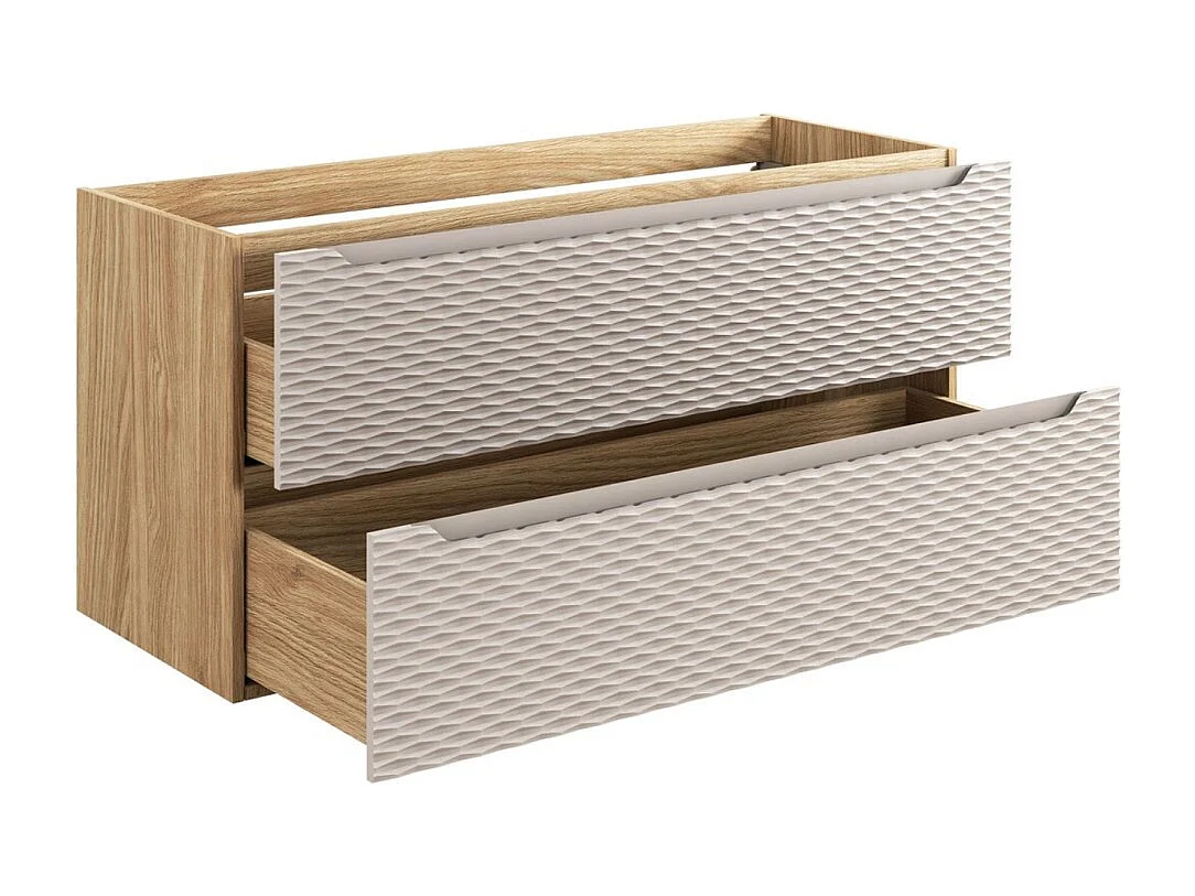 Mobile sottolavabo YOKA - Beige e rovere chiaro 120 cm