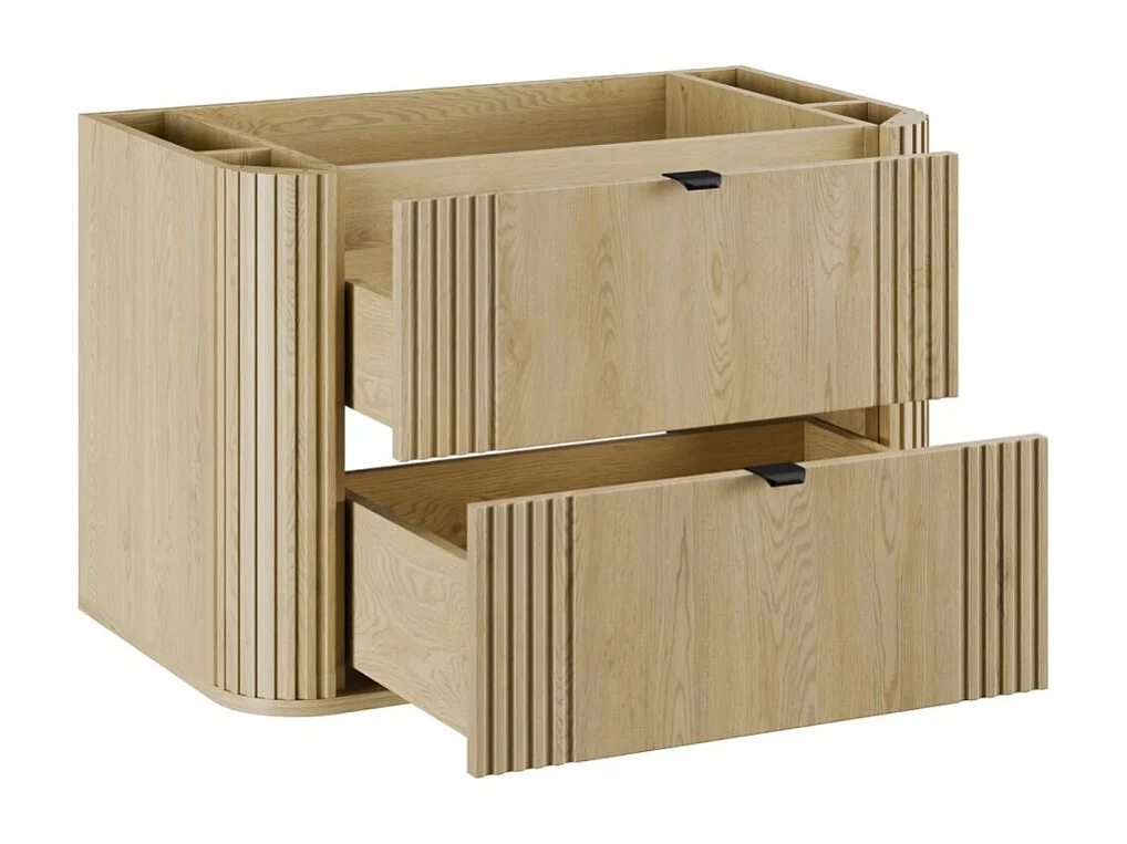 Meuble sous vasque KORI 80 cm chêne clair – 2 tiroirs – suspendus