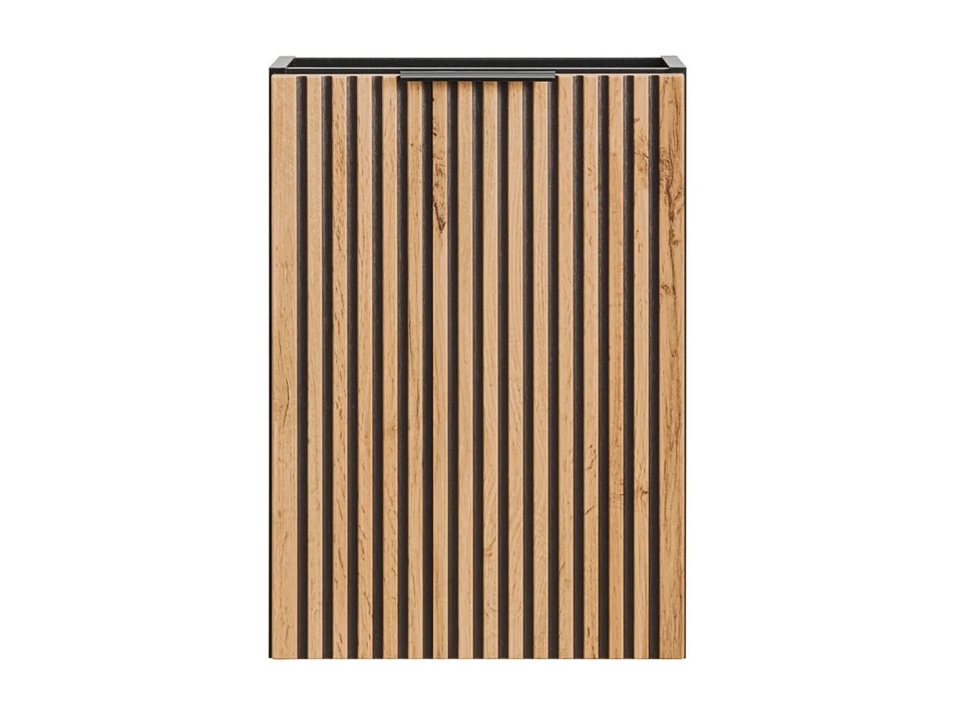 Petit meuble sous vasque KINOKO – 1 porte – Finition lattes bois naturel et noir – L40 × P22 × H57 cm – À suspendre