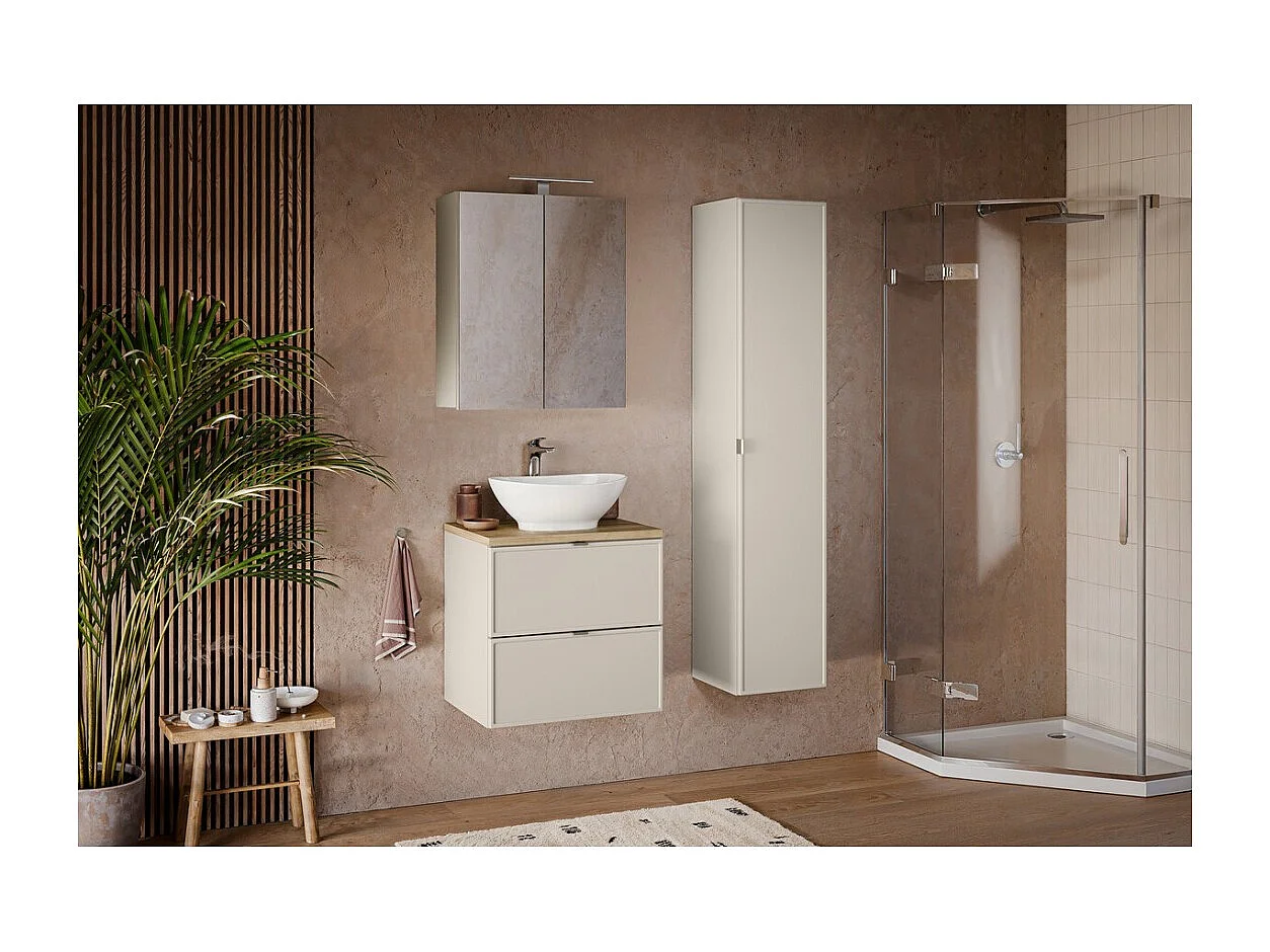 Conjunto para baño BRAZZA: mueble bajo lavabo 60cm + encimera para lavabo