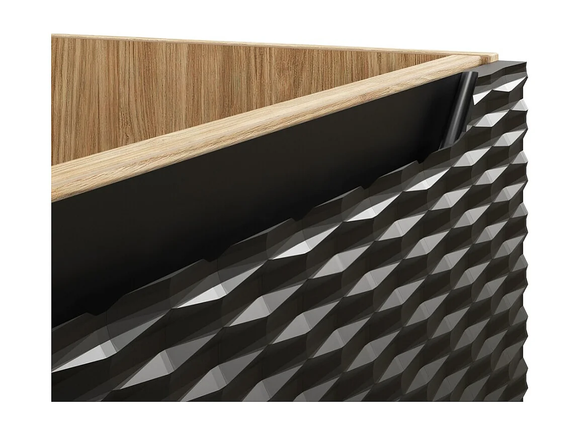 Meubel onder wastafel YOKA – Licht eiken en zwart – L60 × B46 × H57 cm – Om op te hangen