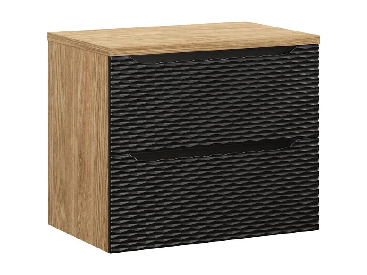 Ensemble de salle de bain YOKA noir : meubles sous vasque à tiroirs 70 cm + plan vasque