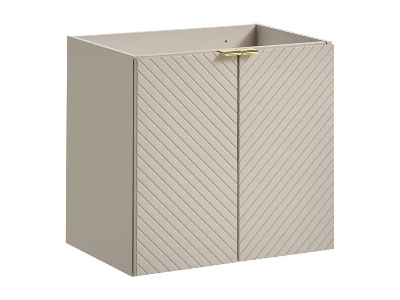 Mobile sottolavabo AOKI – 2 porte – Finitura beige cachemire con motivi a spina di pesce – L60 × P39 × H57 cm – Da appendere