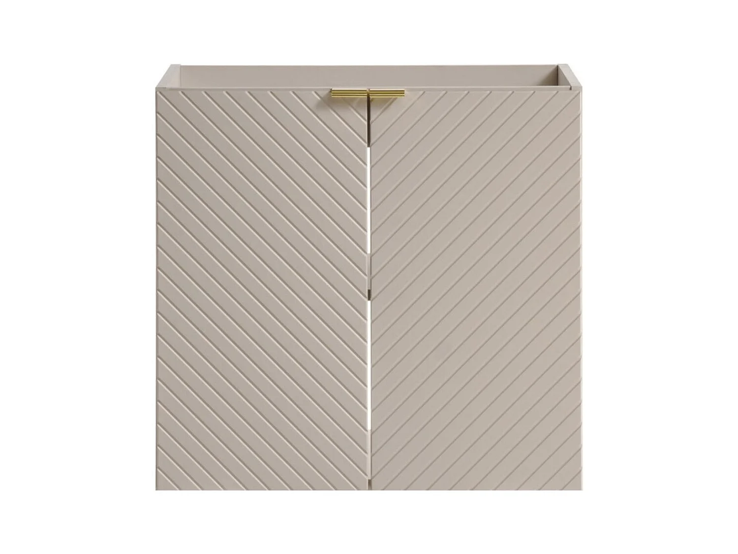 Mobile sottolavabo AOKI – 2 porte – Finitura beige cachemire con motivi a spina di pesce – L60 × P39 × H57 cm – Da appendere