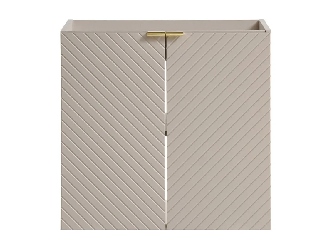 Mobile sottolavabo AOKI – 2 porte – Finitura beige cachemire con motivi a spina di pesce – L60 × P39 × H57 cm – Da appendere