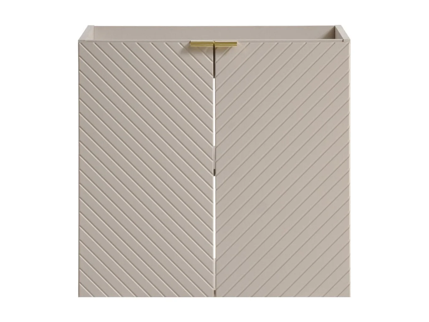 Mobile sottolavabo AOKI – 2 porte – Finitura beige cachemire con motivi a spina di pesce – L60 × P39 × H57 cm – Da appendere