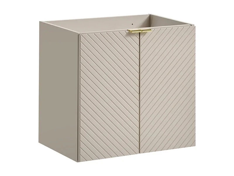 Mobile sottolavabo AOKI – 2 porte – Finitura beige cachemire con motivi a spina di pesce – L60 × P39 × H57 cm – Da appendere