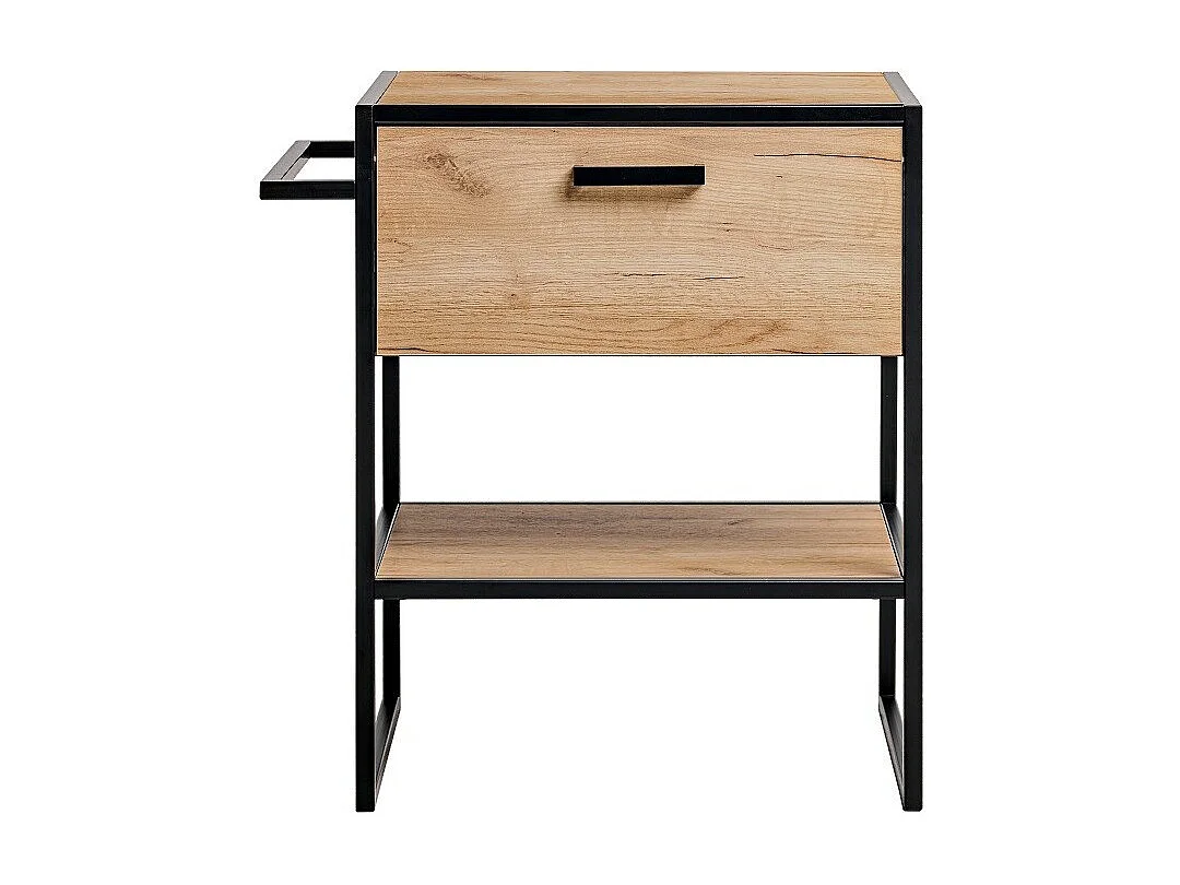 Mobile sottolavabo ONIL – 2 porte – Rovere chiaro e nero – Stile industriale – L70 cm