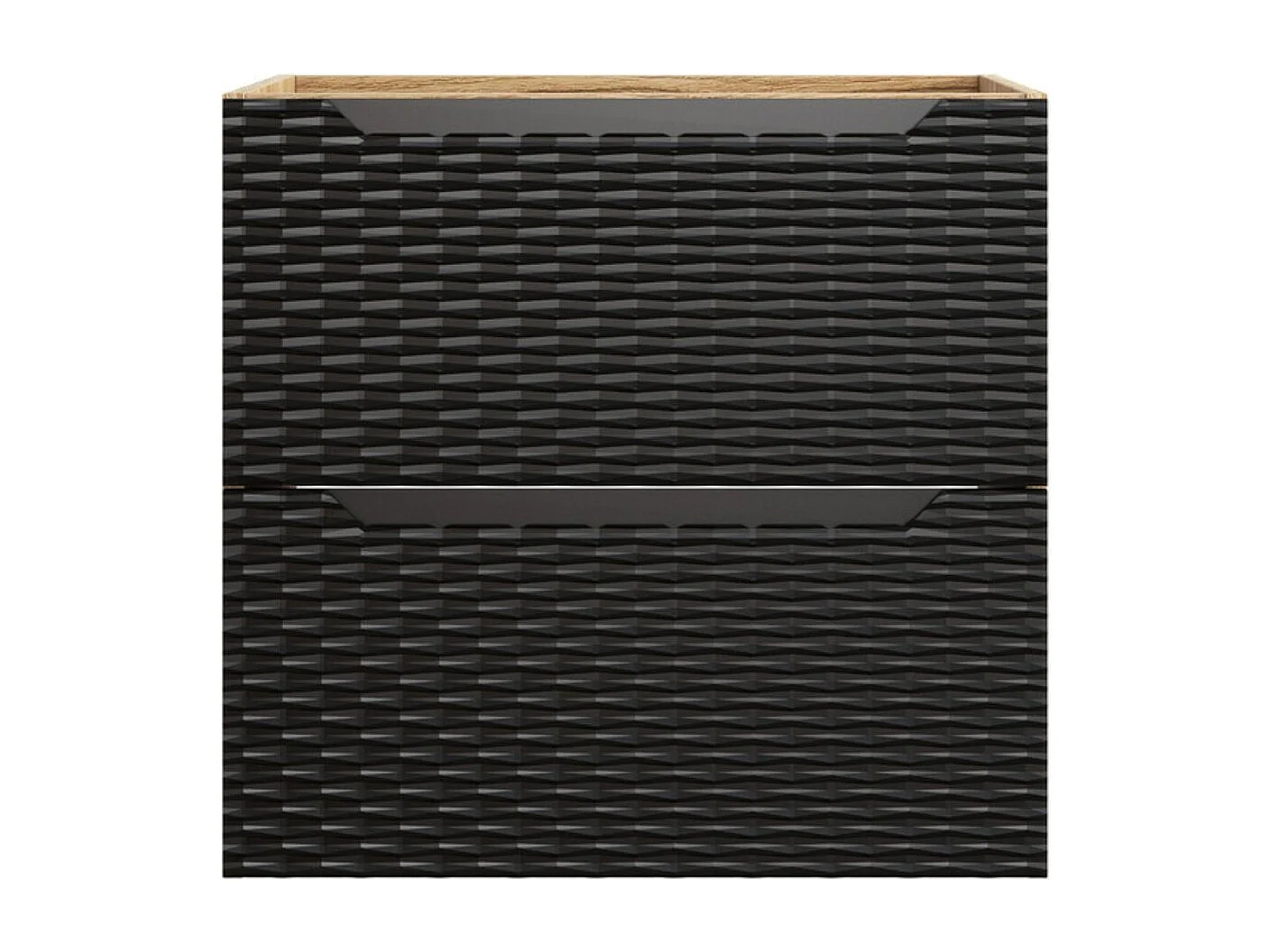 Meubel onder wastafel YOKA - 2 laden - Licht eiken en zwart - L60 × B46 × H57 cm - Om op te hangen