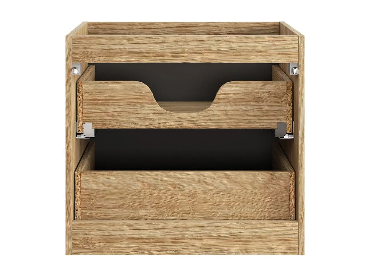 Meubel onder wastafel YOKA - 2 laden - Licht eiken en zwart - L60 × B46 × H57 cm - Om op te hangen