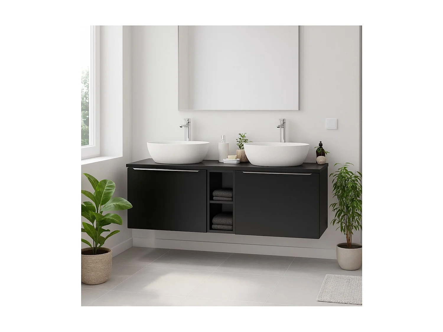 Ensemble de salle de bain VANTA : meubles sous vasque 140cm + plan vasque