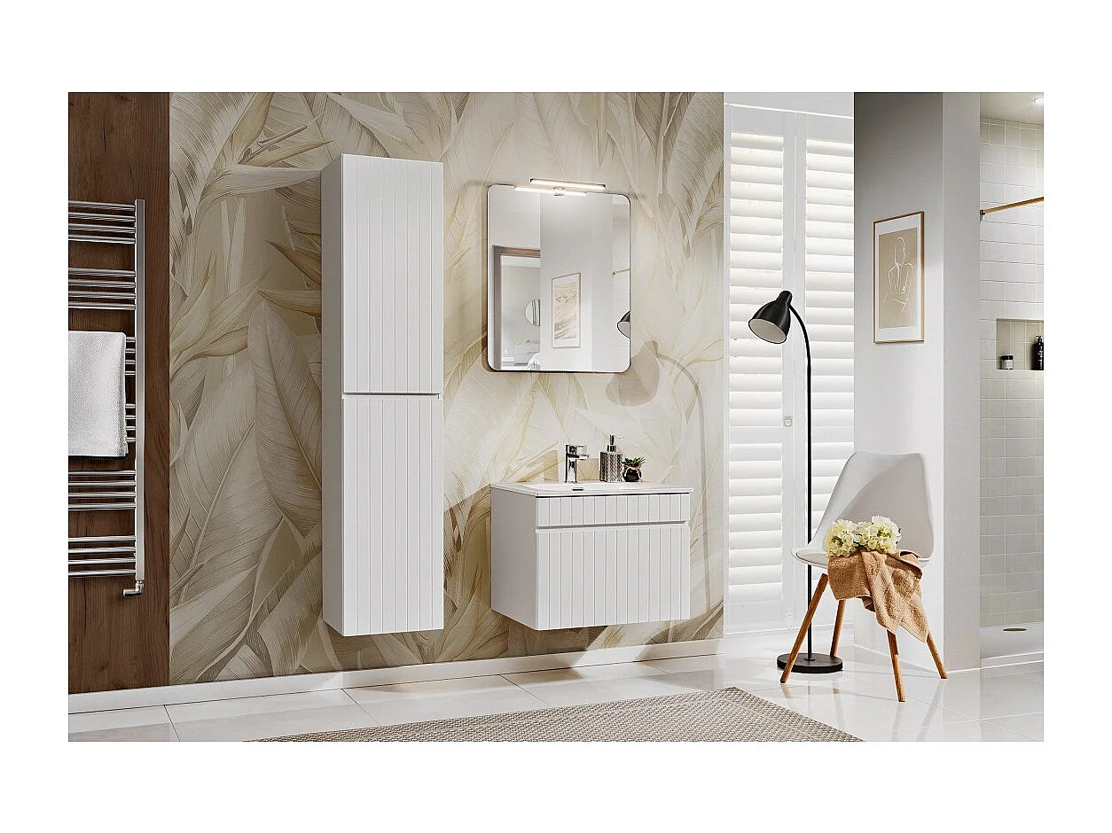 Meubel onder wastafel ICON 60 cm – 1 lade – Afwerking alpin wit – Modern hangend meubel